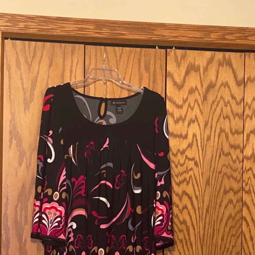 INC Tunic Black with pink print
